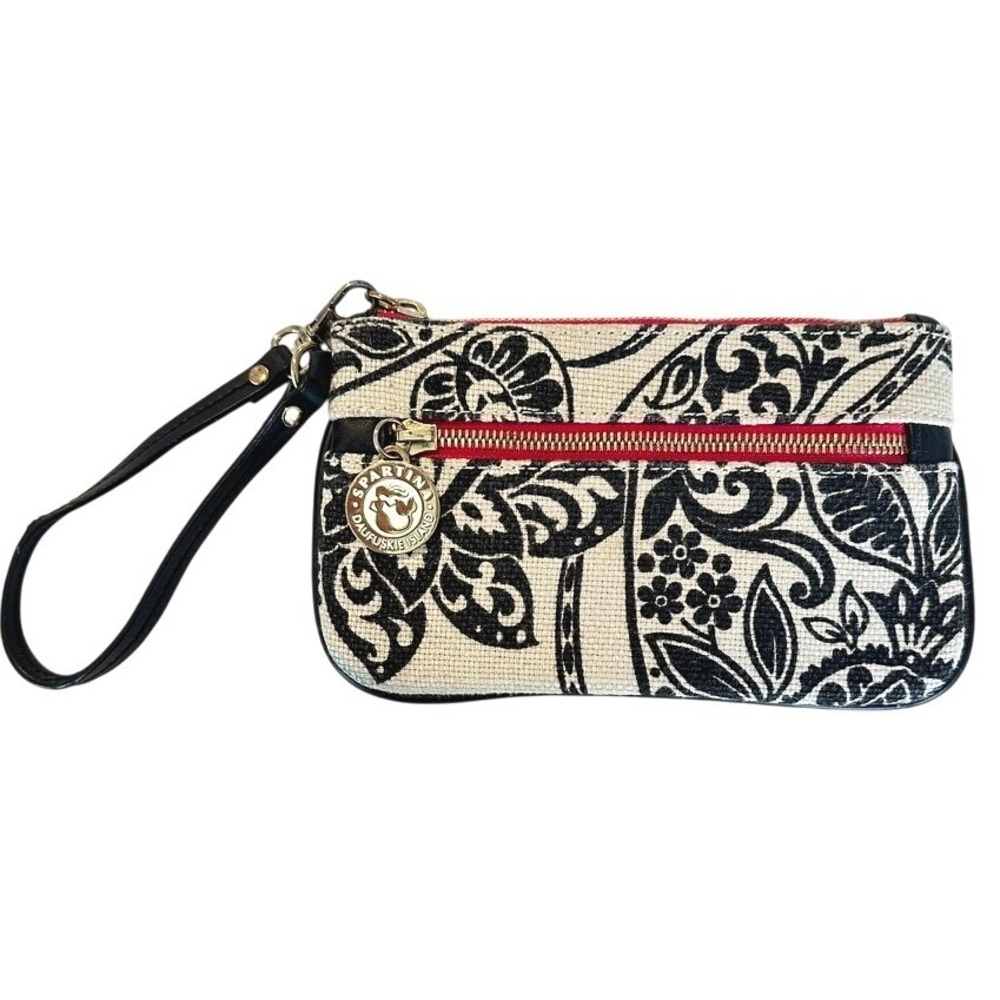 Spartina 449 Daufuskie Island Wristlet Clutch‎ Natural Black Floral Scroll